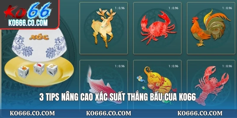 3 tips nâng cao xác suất thắng bầu cua KO66